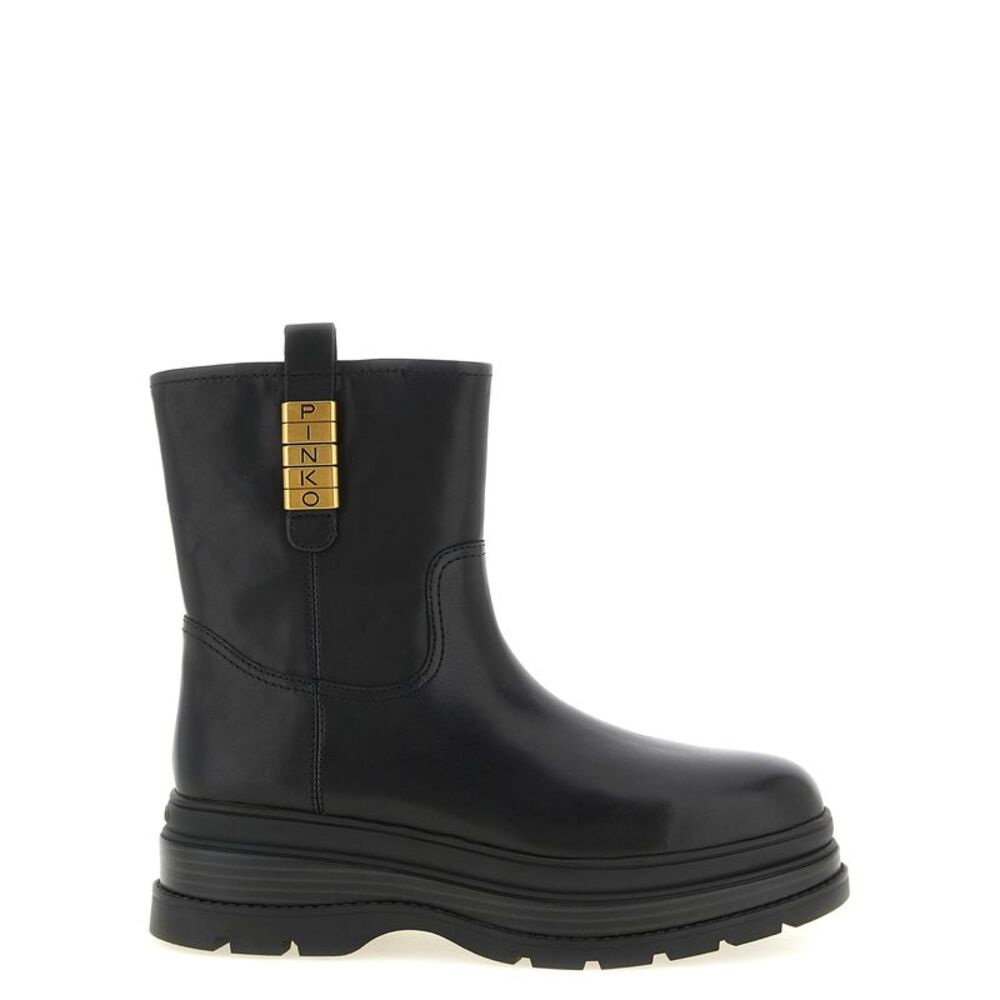 PINKO Black Cowhide Ankle Women's Boots
